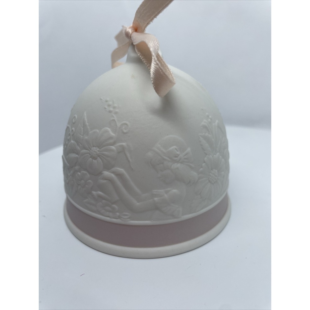 Lladro 1991 Spring Bell Porcelain Ornament Vintage Retired 3" Flowers Birds Girl